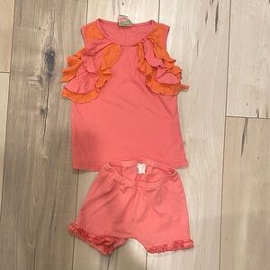 Lemon Loves Lime Pink and Orange top with southern tots short size6/7